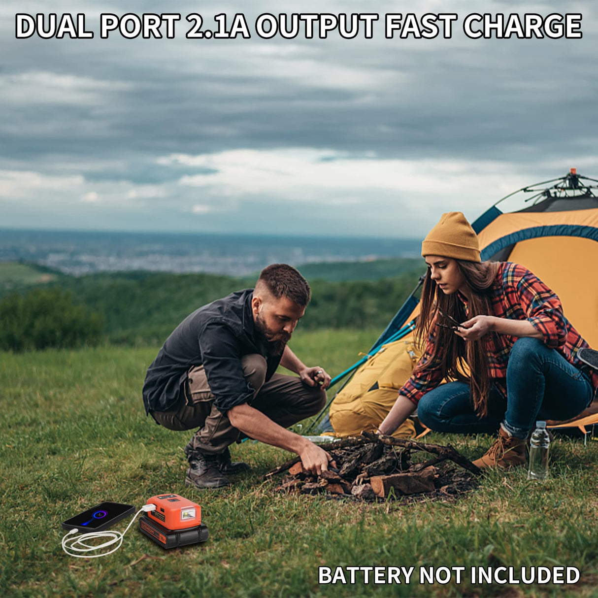 Battery Adapter for Black and Decker 20v Lithium Battery USB Phone Charger, Led Work Light with Dual USB Charger and 12v DC Port,Power Source Supply for 14.4-20v Max Lithium-Ion Battery Taingwei