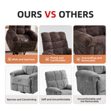 Rhevoy Oversized Power Lift Recliner Chair with Massage and Heat for Elderly, 26" Extra Wide Lift Chair for Big and Tall, Chenille Electric Lift Recliner with Overstuffed Backrest, USB Port, Coffee Rhevoy