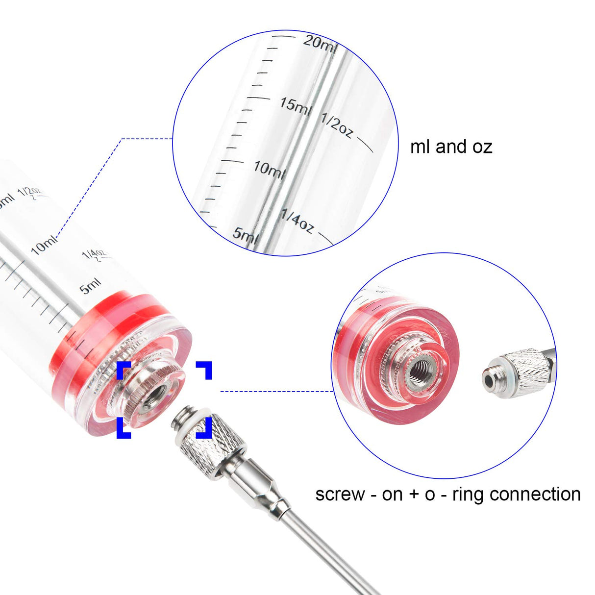 Meat Injector Kit,Plastic Marinade Injector Syringe with Screw-on Meat Needle,Turkey Injector for Beef Chicken Grill Cooking HongyiTime