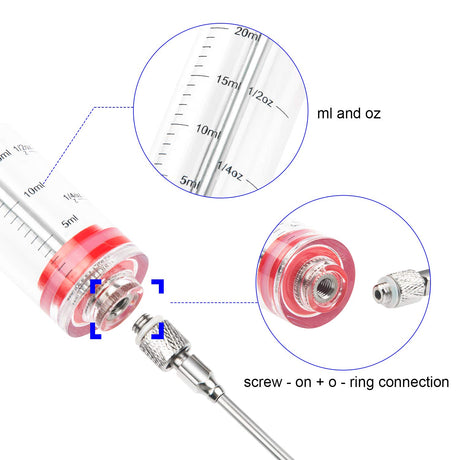 Meat Injector Kit,Plastic Marinade Injector Syringe with Screw-on Meat Needle,Turkey Injector for Beef Chicken Grill Cooking HongyiTime