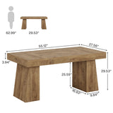 Tribesigns 55 Inches Executive Desk, Mid-Century Modern Home Office Desk, Wood Computer Table Business Workstation Small Conference Table, Light Brown Tribesigns