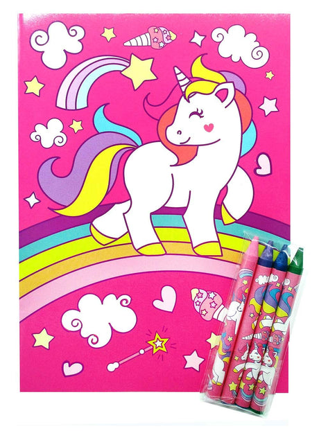 TINYMILLS Unicorn Coloring Book Set for Kids Party Favors with 12 Coloring Books and 48 Crayons Unicorn Birthday Party Favor Bag Filler Unicorn Party Carnival Prizes Classroom Rewards TINYMILLS