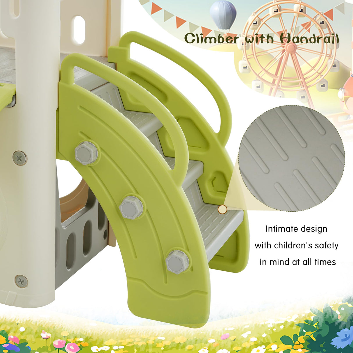 Virubi 8-in-1 Jungle Slide, Indoor Outdoor Toddler Playset with Basketball Hoop, Telescope and Climbing Wall, Tree House Design Baby Slide Playset for Toddlers 1+ Virubi