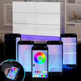 Anbuy White 6 Drawer Double Dresser with LED Light, Modern Dresser with High Gloss Drawers Dual Chest of Drawers Black Dresser for Bedroom with Lights (White) Anbuy