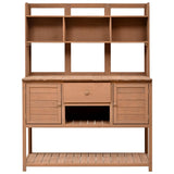 Merax Solid Fir Wood Potting Bench, Garden Workstation with Hutch, Drawer & Adjustable Shelves, Outdoor Work Table for Backyard Planting, Brown Merax