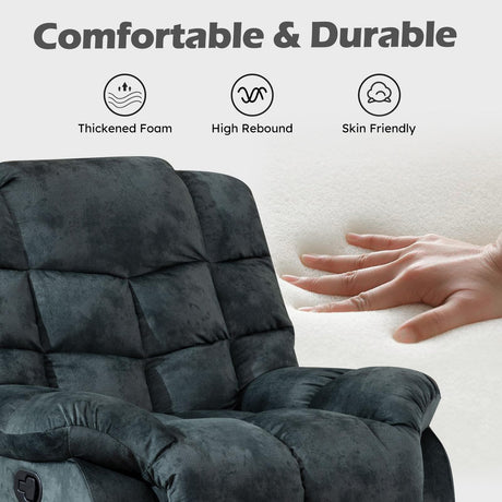 EBELLO Loveseat Recliner Sofa for Living Room, Extra Wide Modern Overstuffed 2 Seat Reclining Manual Sofa Chair, Breathable Fabric and Padded Cushion, Green Grey EBELLO