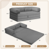 5-in-1 Convertible Sofa Bed Queen,Tri-Fold Mattress with Removable L-Shaped Armrests,Corduroy Boneless Couch Floor Sofa Futon Couch Sleeper with Pull Out Bed for Living Room Bedroom Apartment feliz home