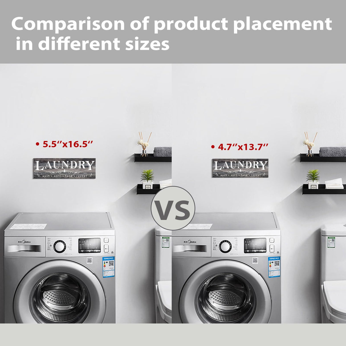 Laundry Sign, Solid Wood Laundry Room Decor, Rustic Signs Wall Hanging for Home Farmhouse Wall Decorations, 5.5 x 16.5 inch COLOR VALLEY ART