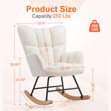 Sweetcrispy Rocking Chair Nursery, Teddy Upholstered Glider Rocker with High Backrest, Reading Chair Modern Rocking Accent Chairs Glider Recliner for Living Room, Nursery, Bedroom Sweetcrispy