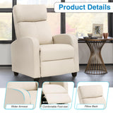 Dopinmin Recliner Chair PU Leather Reclining Sofa Lounge Home Theater Seating with Lumbar Support Overstuffed High-Density Sponge Push Back Recliners Armchair for Living Room,Beige Dopinmin