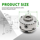 Yunnergo 1" x 8 TPI Thread 4 Inch Self Centering Wood Lathe Nickel-Plated Chuck Set 2/3/5 Jaw Turning Chuck Set (2PCs Jaw) Yunnergo
