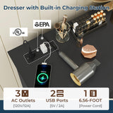 DICTAC Black Dresser for Bedroom with 10 Drawers, Large Chest of Drawers Storage Organizer, Long Dresser TV Stand with Power Outlets, Wide Dressers for Bedroom, Living Room 55.1" W x 32.3" H x 15.8" D DICTAC