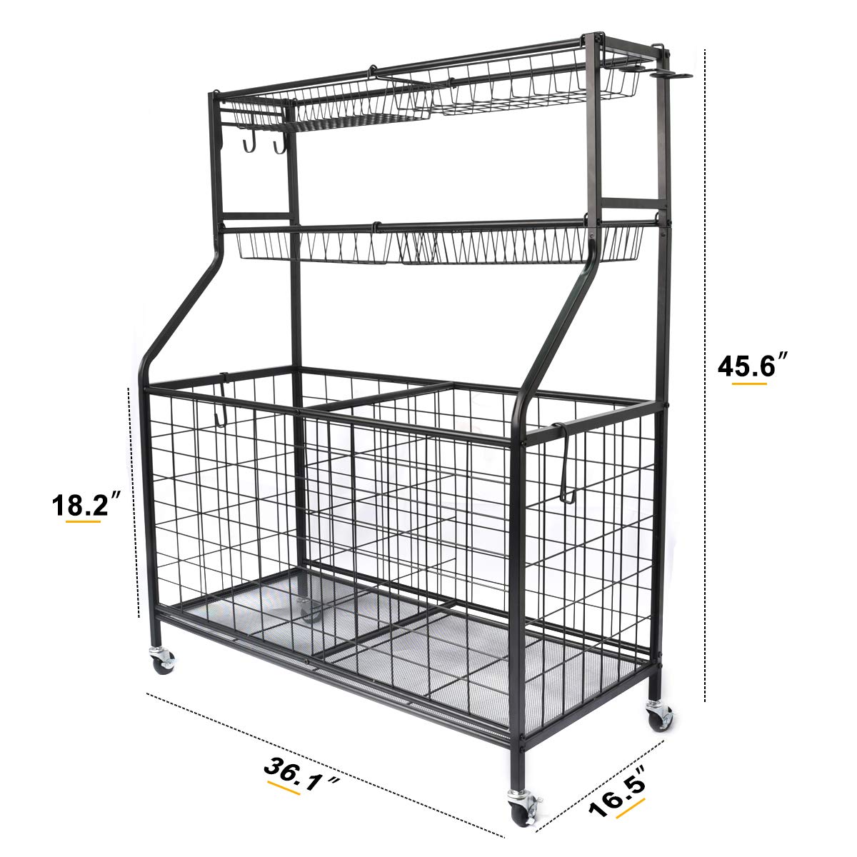 Kinghouse Sport Equipment Organizer for Garage, Steel Basketball Rack with Baseball Bat Holder and Hooks, Easy Assembly Storage for Balls, Kids' Toys, and Workout Gear in Basement, Home Gym, Outdoor Kinghouse