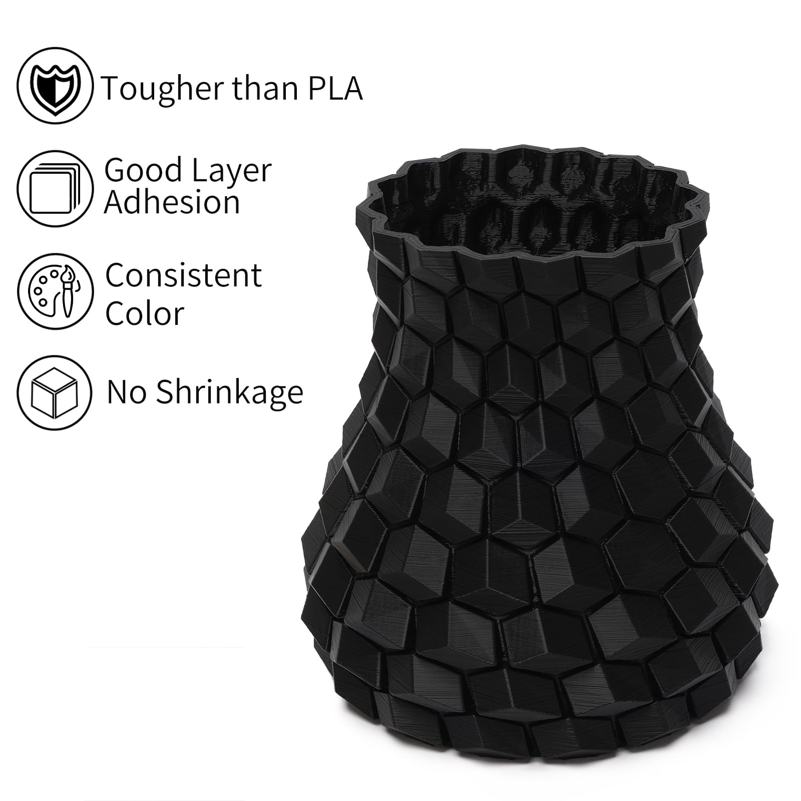 INLAND Micro Center PLA+ 3D Printing Filament 1.75mm - Black PLA Plus 3D Printer Filament - PLA Pro Dimensional Accuracy +/- 0.03 mm - 1 kg Cardboard Spool (2.2 lbs) - WoodArtSupply