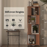 4 Tier Solid Wood Rotating Bookshelf Tower on Wheels, 360° Upgrade Spinning Book Shelf, Revolving Bookcase Organizer, Swivel Bookshelves for Small Spaces, Corner, Bedroom, Kids Room, Office (Walnut) Easyego