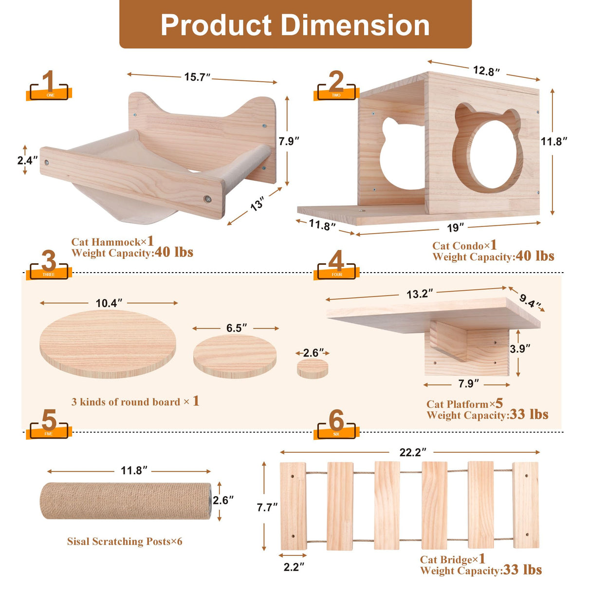 Cat Tree, 74.4 inch Tall Wood Cat Tower with Cat Scratching Post, Cat Cave Condo, Hammock, Cat Tree Tower for Large Cats and Kittens KKHAN