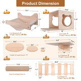 Cat Tree, 74.4 inch Tall Wood Cat Tower with Cat Scratching Post, Cat Cave Condo, Hammock, Cat Tree Tower for Large Cats and Kittens KKHAN