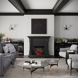 Modern Ember Augustine Black Mantel Package 55" W x 48" H with 28 Inch Electric Fireplace Insert - 1,000 Sq Ft Heater 4 Flame Colors, Ember Bed Included | Compatible with Alexa and Google Assistant Modern Ember