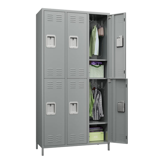 Aobabo Metal Office Storage Lockers - 6 Lockable Door Locker Cabinet,72 Inch Tall Storage Locker for Employee,Home Office,Gym,School