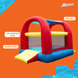 Banzai Bounce ’N’ Slide Cool Canopy Inflatable Indoor Outdoor Bounce House with Slide and Blower BANZAI