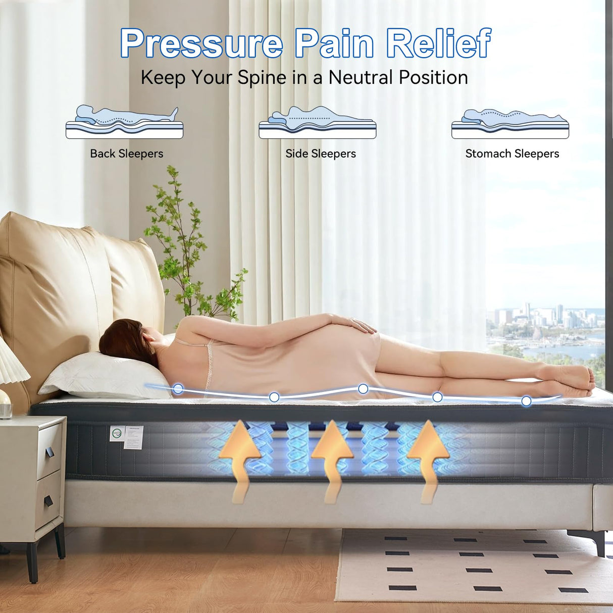 Queen Mattress, 12 inch Memory Foam Mattress Queen Mattress in a Box, Medium Firm Mattress Queen Memory Foam Hybrid Mattress with Individual Pocket Spring for Pressure Relief Juego