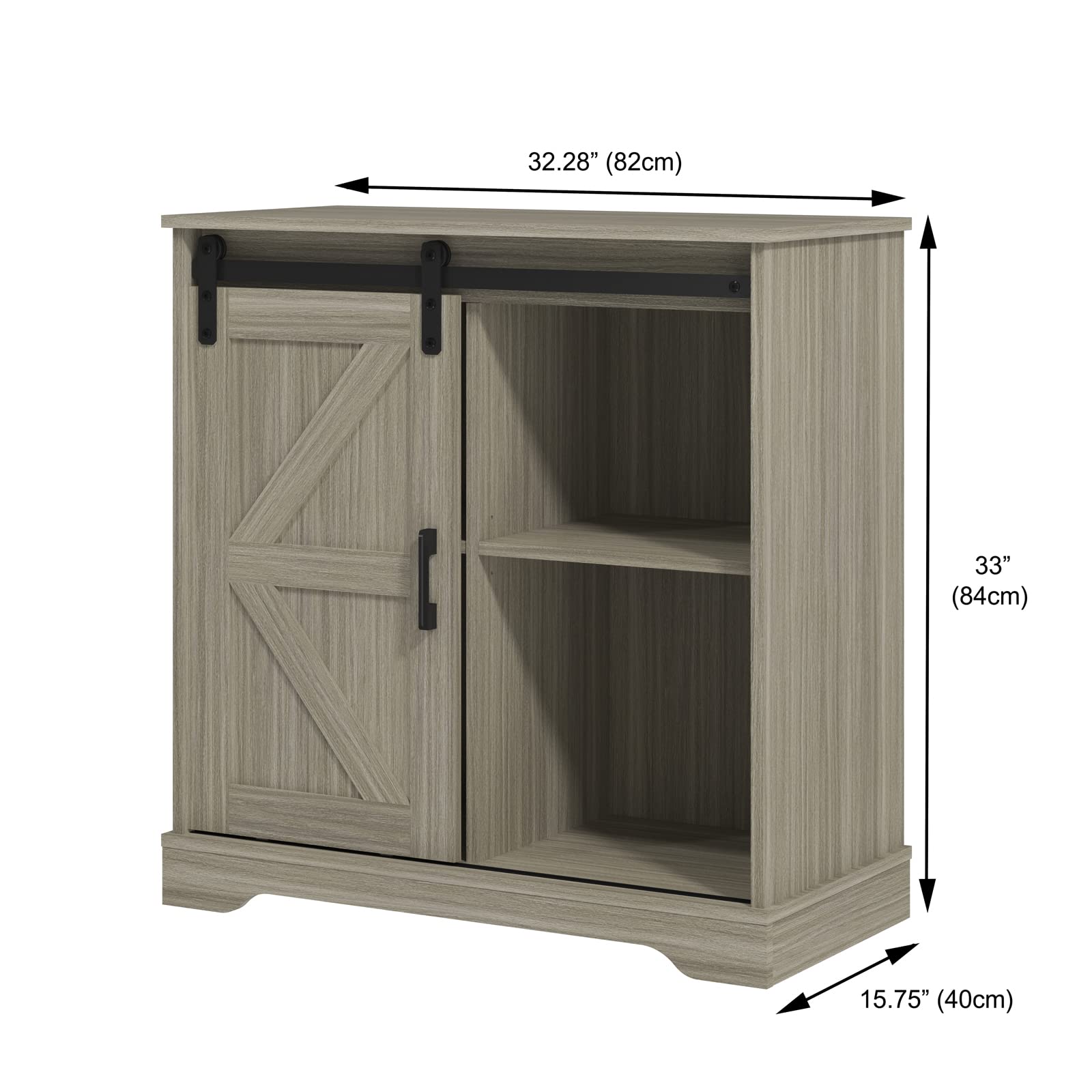 Panana Sliding Barn Door Buffet Sideboard Storage Cabinet Coffee Bar Kitchen Farmhouse Style (Oak) - WoodArtSupply