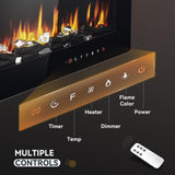 EUHOMY 50 Inch Electric Fireplace Wall Recessed and Wall Mounted with Adjustable Flame Color, Fireplace Heater with Remote Control, Linear Fireplace with Timer, Touch Screen, Log & Crystal, 750/1500W EUHOMY