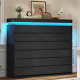 HAUOMS Tall 6 Drawer Dresser with LED Light, Black Modern Chest of Drawers for Bedroom,Closet Dressers with Drawers for Living Room, Entryway, Hallway HAUOMS