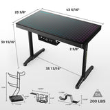 EUREKA ERGONOMIC RGB LED Gaming Desk, Music Sync Lights Up Tempered Glass Desktop, 43" GTG I43 Home Office Computer Table W Controller Rack 4 USB Charging Ports, APP Control EUREKA ERGONOMIC