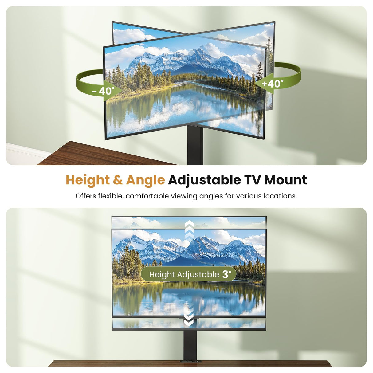 Lamtor TV-Stand with Mount and Power Outlet, Fluted TV Stand for 65 70 75 Inch TV, Entertainment Center with Storage, Media Console Table for Living Room, Walnut Lamtor