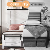 AMERLIFE 48.8" Farmhouse Wood Bed Frame Queen Size with Sliding Barn Door Storage Cabinets and Headboard, No Box Spring Needed, Solid Wood Slats Support,No Squeak,Antique White AMERLIFE