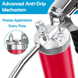 GATTLELIC Heavy Duty Grease Gun Kit, 8000 PSI Professional Pistol Grip 14 oz Load with 12" Flex Hose, Locking Coupler, Extension Pipe, and Sharp Nozzle GATTLELIC