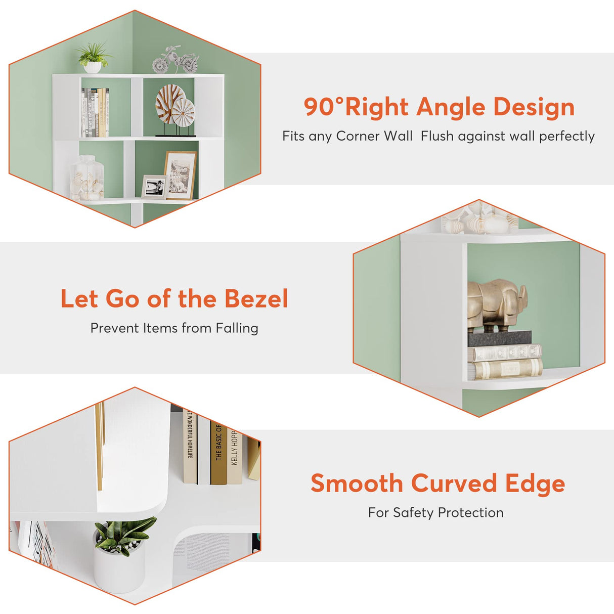 Tribesigns 6-Tier Modern Corner Bookshelf - 64.9 Inch Freestanding Storage Organizer in White Tribesigns