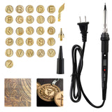 Wood Burning Kit with Letter Stamps,26 Letters Copper Mold DIY Wood Burning Carving Set,DIY Wood Burning Letters Leather Burning Kit,Wood Burning Letters Generic