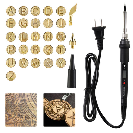 Wood Burning Kit with Letter Stamps,26 Letters Copper Mold DIY Wood Burning Carving Set,DIY Wood Burning Letters Leather Burning Kit,Wood Burning Letters Generic