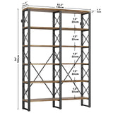 IRONCK Bookshelves Double Wide 6-Tier 76" H, Open Large Bookcase, Industrial Style Shelves for Home Office, Easy Assembly IRONCK