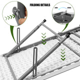 Byliable Folding Table 4 Foot Portable Heavy Duty Plastic Fold-in-Half Utility Table Small Indoor Outdoor Adjustable Height Folding Table with Carrying Handle, Camping and Party,White Byliable
