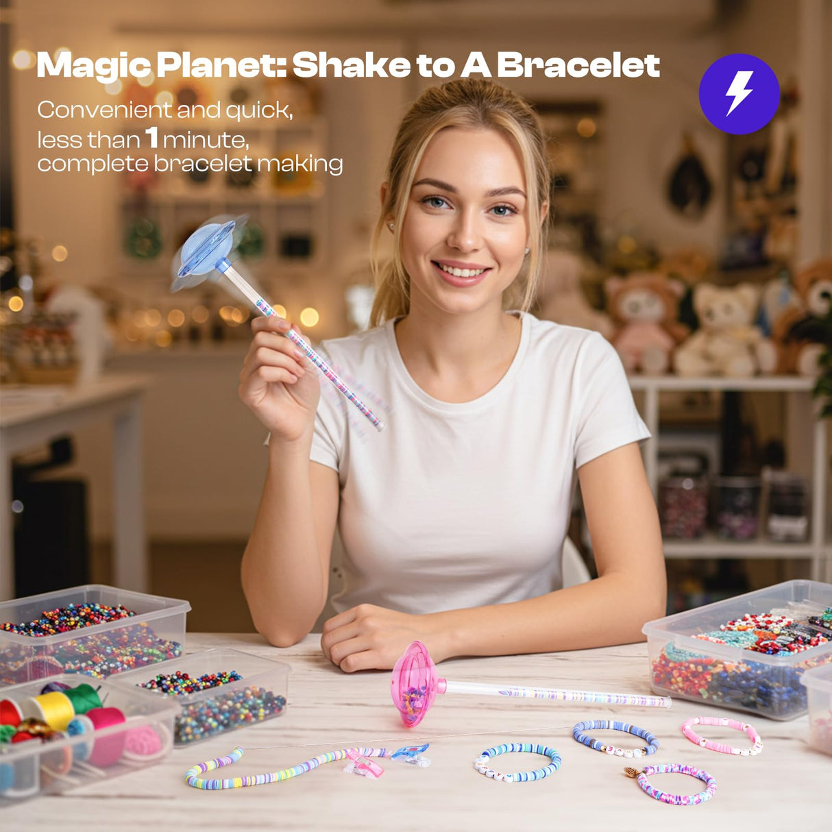 Caydo 4 Pack Bead Funnel with Graduated Scale and Lid, Clay Beads Beading Tools Kit, Beading Funnel for Clay Beads, Beading Supplies for Clay Bracelet, Beading Tools with Beading Needles Caydo