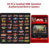 UNICO SNK MVS Mini Home Arcade Machine, 45 Pre-Loaded Classic SNK NeoGeo Games:10 KOF / 5 Metal SLUG / 7 FATAL FURY / 6 SAMURAI SHODOWN and More, 3.5inch Screen, HDMI and Gamepads Port UNICO