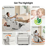 AIRSKY Power Recliner Chair, Oversized Swivel Rocker Recliner, Electric Recliner Chairs for Adults, Nursery Rocking Chairs, Lazy Boy Recliner Chair, P2 (Gray White) AIRSKY
