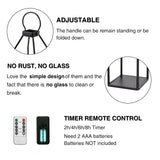 Perfnique Modern Farmhouse Lantern Decor, 15'' 13'' Set of 2 Black Metal Lantern, 2 LED 6hr Timer Flameless Candles ＆ Remote Timer, Lanterns Decorative for Outdoor, Home, Indoor, Patio, Christmas PERFNIQUE