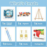 Beach Paint by Numbers Kit for Adults Beginner, Beach Paint by Numbers with Frame and Easel, DIY Crafts Painting by Number for Gift Home Wall Decor 9.84x9.84 inch hkejoi