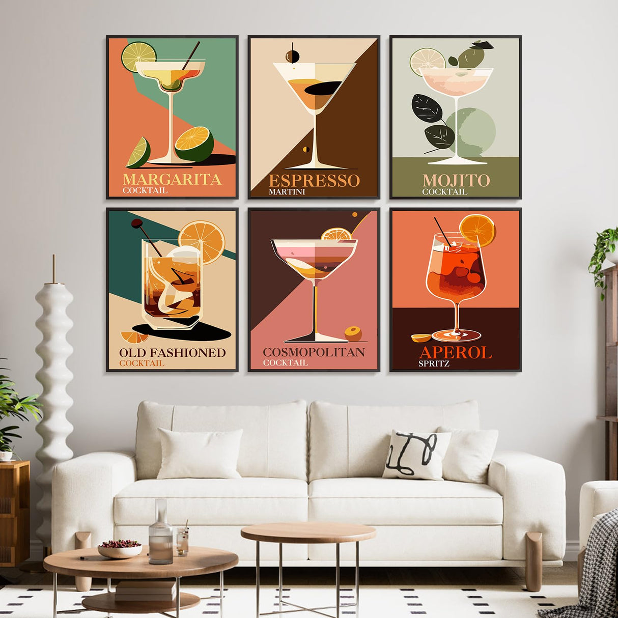 6 Pack Paint by Numbers Kit for Adults Beginners - 8x10 Inch Cocktail Adult Paint by Number Kits on Canvas, Cocktail DIY Acrylic Oil Number Painting Kits for Adults, Perfect for Gift Home Decor Offito