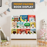 SpaceAid 3-Tier Scalloped Bookshelf, Montessori Bookcase for Toddlers, Wooden Book Shelf Organizer Display Furniture for Kids Rooms, Playroom, Nursery and Classroom, White SpaceAid
