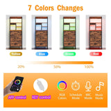 Furnulem Tall Night Stand with LED & USB Ports, 45.3inch Nightstand with Open Bookshelf, Bedside Table with 3 Fabric Drawers for Bedroom/Dorm/Office, Rustic Brown Wood-Metal Frame Furnulem