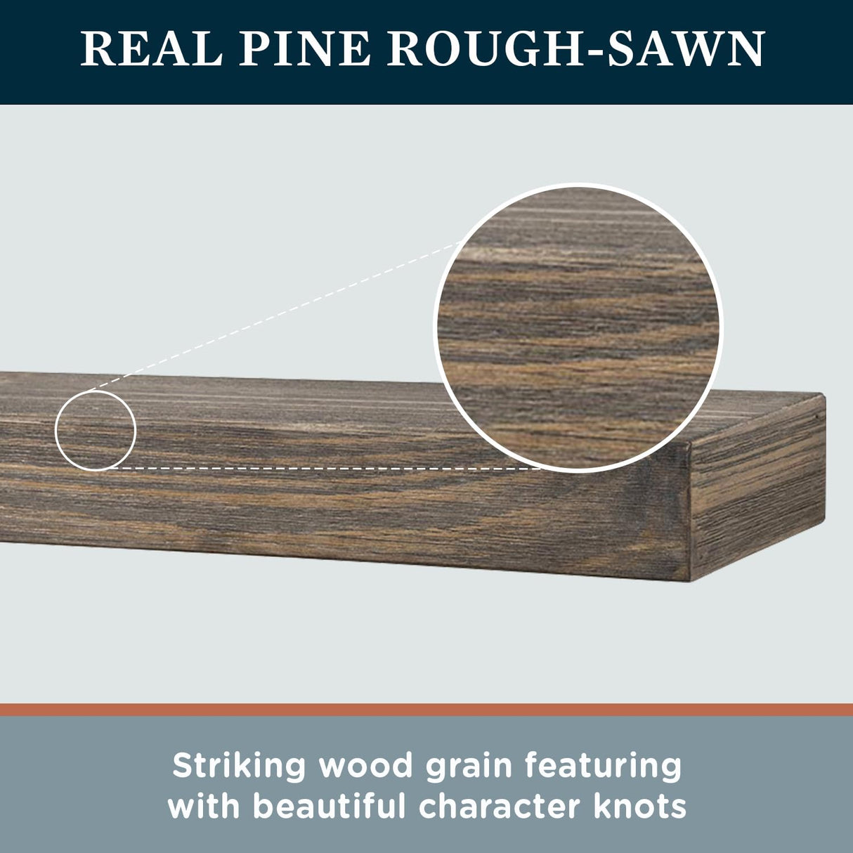 Modern Ember Vara Wood Mantel Shelf - 60 Inch Driftwood | 3 Inch Height - Variations in Grain and Natural Distresssing | Wooden Floating Wall Mounted Shelf - for Fireplaces & Décor Modern Ember