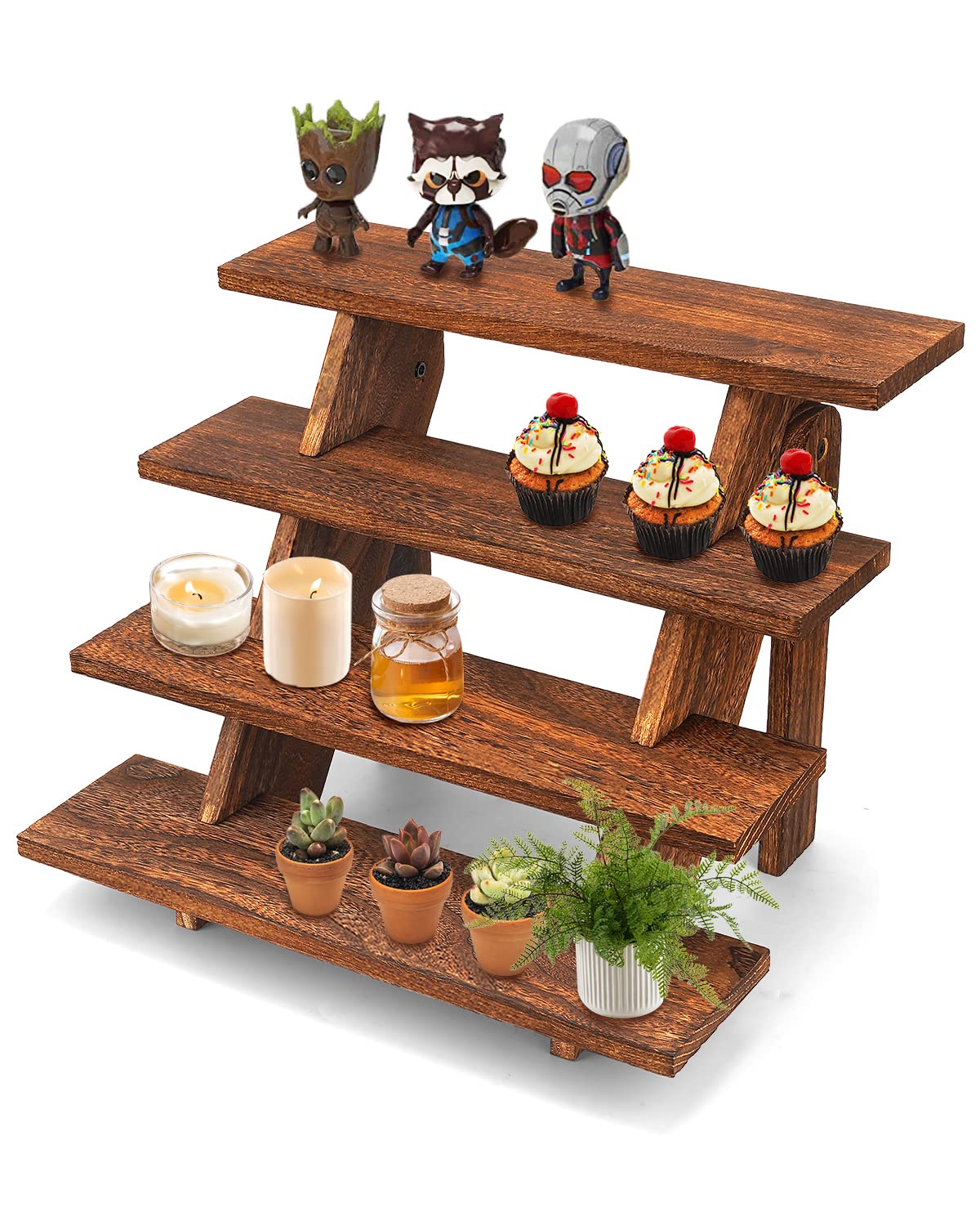 Manspdier Wooden Display Stand Wood Cupcake Stands Tool Free, Rustic Risers for Display Ideal Craft Funko Pop Shelves Table Display Stand for Vendors Wood Riser Manspdier