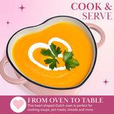 Paris Hilton Enameled Cast Iron Dutch Oven Heart-Shaped Pot with Lid, Dual Handles, Works on All Stovetops, Oven Safe to 500°F, 2-Quart, Pink Paris Hilton