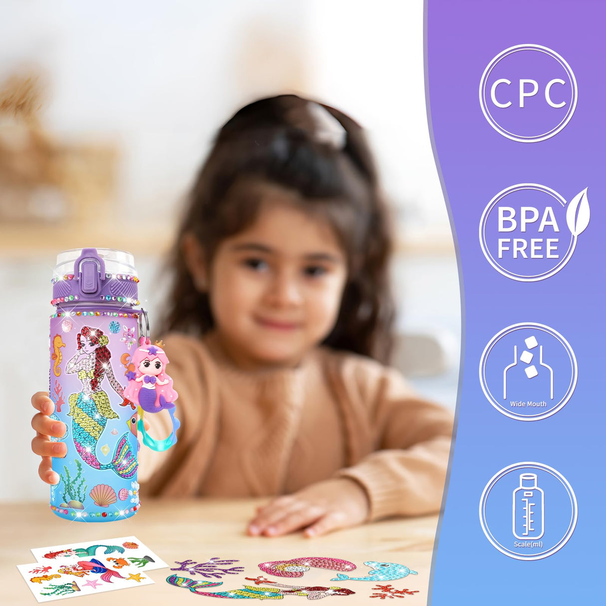 PERRYHOME Decorate Your Own Mermaid Water Bottle Kits for Girls, Mermaid Toys for Girls Age 4-10 Painting Crafts Kit, Fun Arts Kits 6-12 Year Old Toddler Girls Birthday Christmas Gifts Toys PERRYHOME