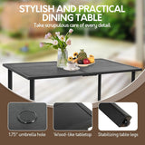 Andehomy 7-Piece Patio Dining Set for 6, Outdoor Dining Set with Wicker Swivel Patio Dining Chairs with Cushions & Black Rectangular Woodgrain Dining Table with 1.75”Umbrella Hole, Black & Brown Andehomy